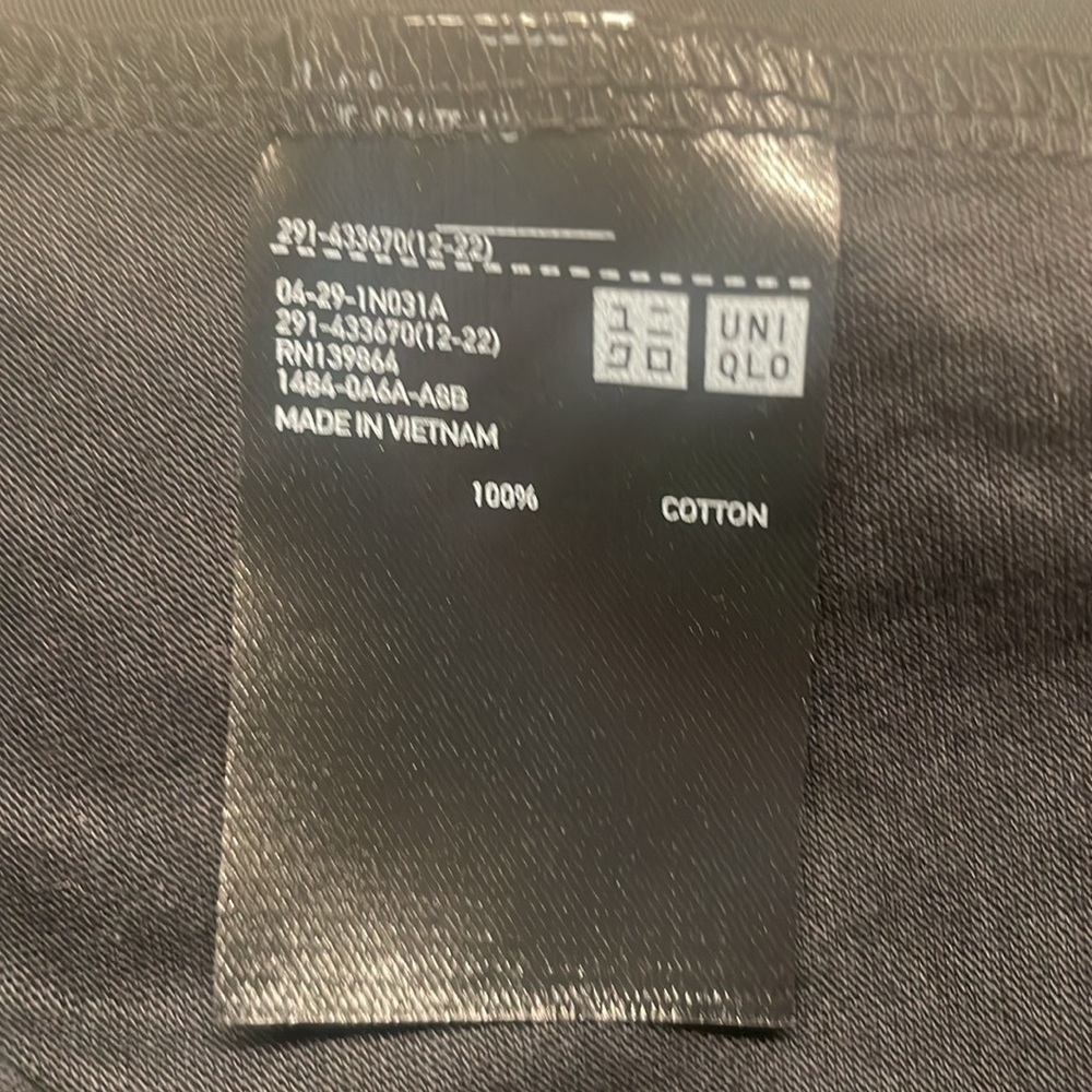 Uniqlo dress short sleeve pockets black 100% cotton midi women’s size L large - Picture 9 of 9